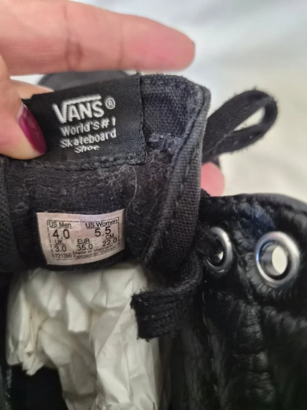 Vans Sk8-Hi All Black Sneakers men's size 4.0 woman's size 5.5
